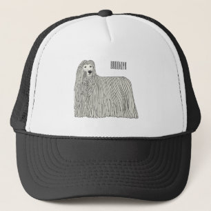 Komondor dog cartoon illustration trucker hat