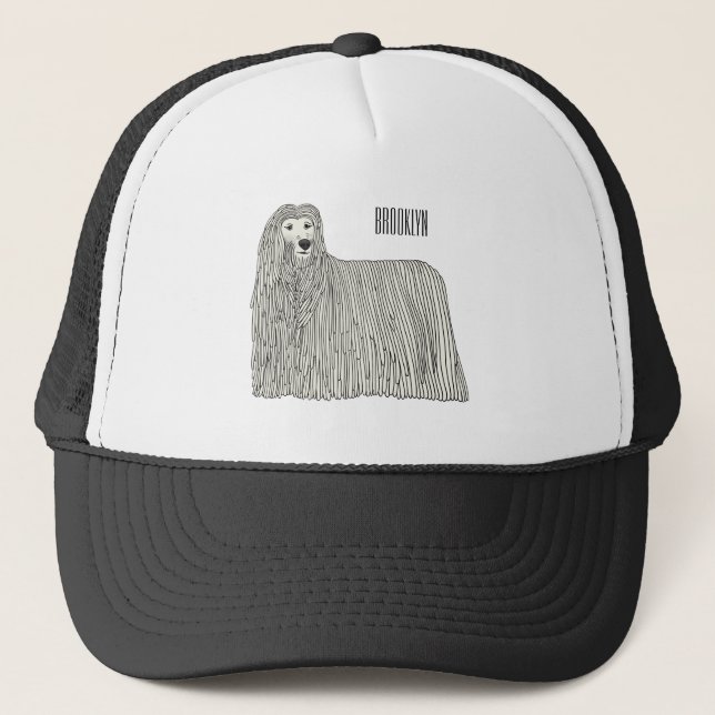 Komondor dog cartoon illustration  trucker hat (Front)
