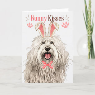 Komondor Dog in Bunny Ears for Easter Holiday Card