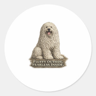 Komondor – Fluffy Outside Fearless Inside Classic Round Sticker