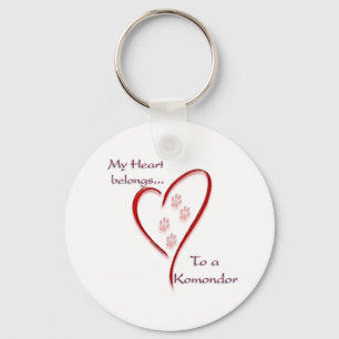 Komondor Heart Belongs Key Ring