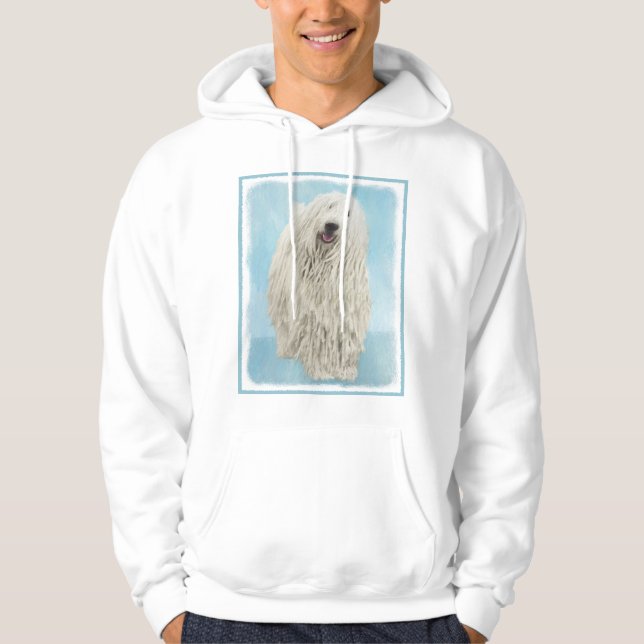 Komondor Painting - Cute Original Dog Art Hoodie (Front)