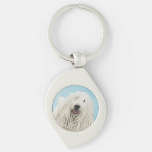 Komondor Painting - Cute Original Dog Art Key Ring