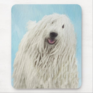 Komondor Painting - Cute Original Dog Art Mouse Mat