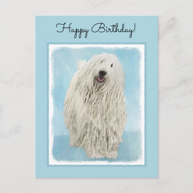 Komondor Painting - Cute Original Dog Art Postcard (Front)