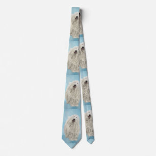 Komondor Painting - Cute Original Dog Art Tie