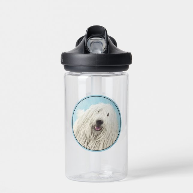 Komondor Painting - Cute Original Dog Art Water Bottle (Front)