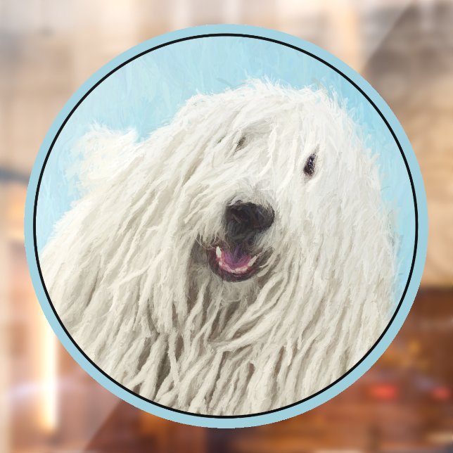 Komondor Painting - Cute Original Dog Art Window Cling (Sheet 2)