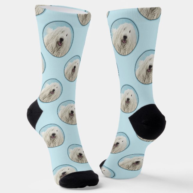 Komondor Painting Hungarian Cute Original Dog Art Socks (Angled)