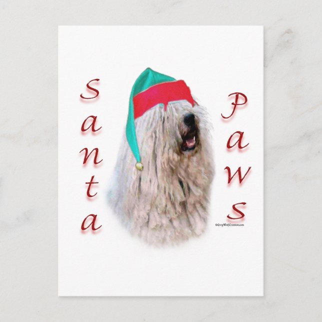 Komondor Santa Paws Holiday Postcard (Front)