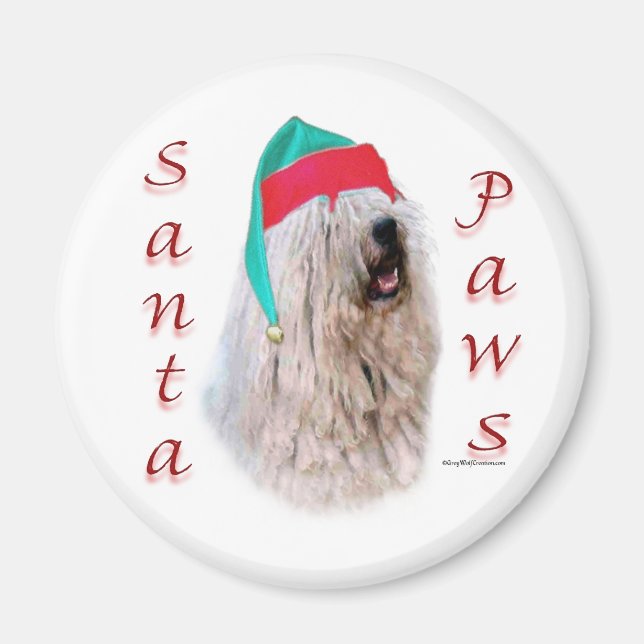 Komondor Santa Paws Magnet (Front)
