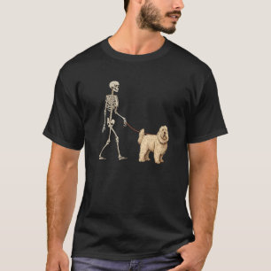 Komondor Skeleton Dog Walking Halloween Dog T-Shirt