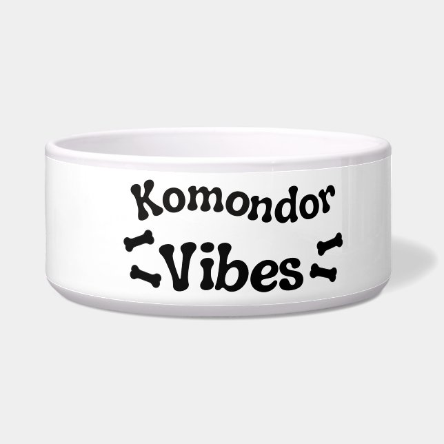 Komondor Vibes Ceramic Dog Bowl  (Left)
