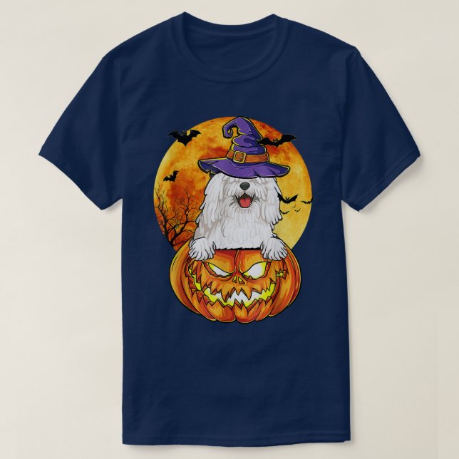 Komondor Witch Pumpkin Halloween Dog Lover Funny  T-Shirt (Design Front)