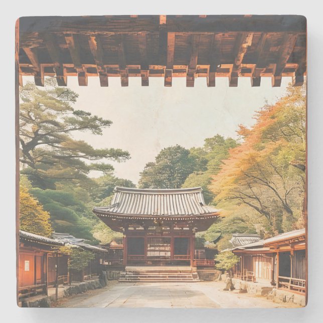 Komorebi - The Sun-Drenched Temple Stone Coaster (Front)