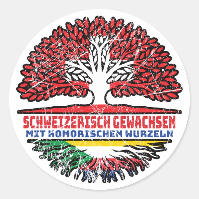 Komoren Komorisch Schweizer Schweiz Baum Wurzel Classic Round Sticker (Front)