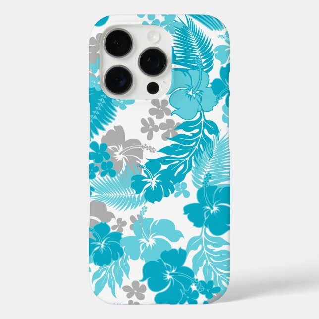 Kona Bay Hawaiian Hibiscus Turquoise Case-Mate iPhone Case (Back)