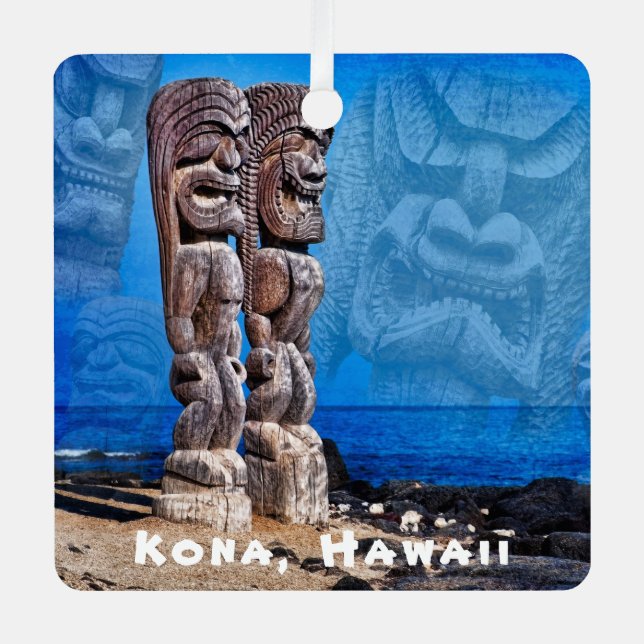 Kona, Hawaii, 2 sided square, Ceramic Ornament (Front)