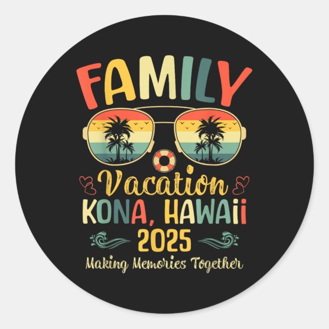 Kona Hawaii Beach Family Summer Vacation 2025  Classic Round Sticker (Front)