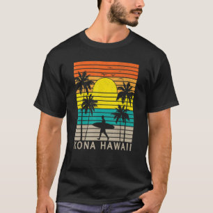 Kona Hawaii Beach Surfer Surfing Palm Tree Vacatio T-Shirt