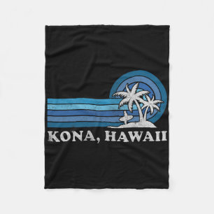 Kona Hawaii Beach Vintage Family Summer Vacation Fleece Blanket