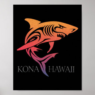 Kona Hawaii Hawaiian Beach Surfer Surfing Diving F Poster