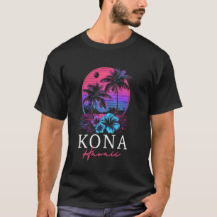 Kona Hawaii Hawaiian Hibiscus Flowers Surfer Souve T-Shirt