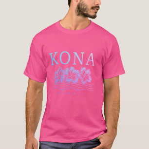 Kona Hawaii Hawaiian Hibiscus Flowers Surfer Souve T-Shirt
