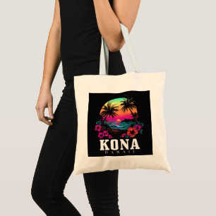 Kona Hawaii Hawaiian Hibiscus Flowers Surfer Tote Bag
