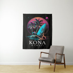 Kona Hawaii Hawaiian Surf Board Vintage Tapestry