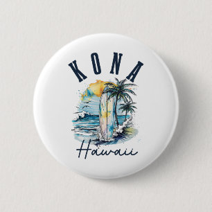 Kona Hawaii Hawaiian Surf Vintage Surfer Surfer _1 6 Cm Round Badge