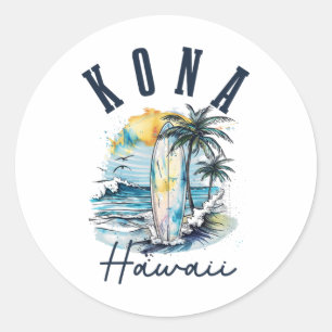 Kona Hawaii Hawaiian Surf Vintage Surfer Surfer _1 Classic Round Sticker