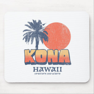 Kona Hawaii Retro Sunset Palm Tree Cute Hawaiian B Mouse Mat