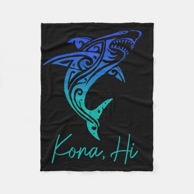 Kona Hawaii Shark Diving Fishing Surfing Surfer Ha Fleece Blanket (Front)