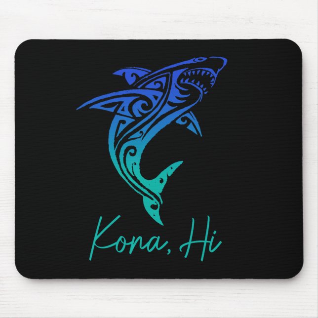 Kona Hawaii Shark Diving Fishing Surfing Surfer Ha Mouse Mat (Front)