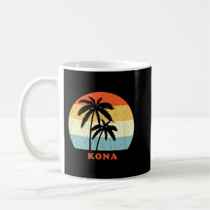 Kona, Hawaii Vintage Palm Tree Sunset Throwback  Coffee Mug