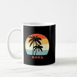 Kona, Hawaii Vintage Palm Tree Sunset Throwback  Coffee Mug