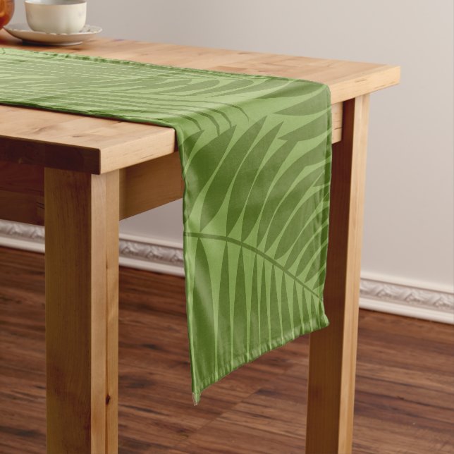 Kona Palms Hawaiian Leaf Short Table Runner (In Situ)