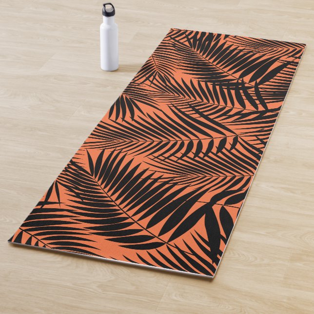 Kona Palms Hawaiian Leaf Tropical - Tangerine Yoga Mat (In Situ)