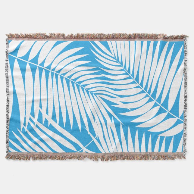 Kona Palms Hawaiian Leaf Tropical Throw Blanket (Front)