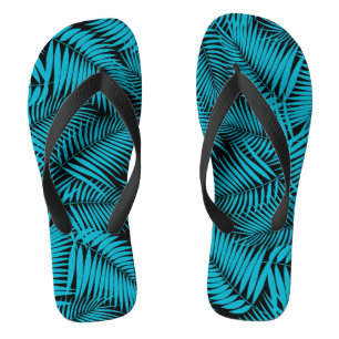 Kona Palms Hawaiian Leaf Tropical - Turq Flip Flops