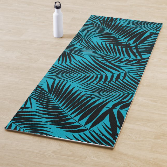Kona Palms Hawaiian Leaf Tropical - Turq Yoga Mat (In Situ)