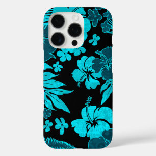 Kona Times Hibiscus Hawaiian Engineered Black Teal iPhone 16 Pro Case