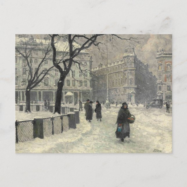 Kongens Nytorv Copenhagen in Winter | Paul Fischer Postcard (Front)