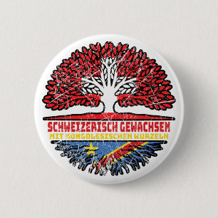 Kongo Kongolesisch Schweizer Schweiz Baum Wurzel 6 Cm Round Badge