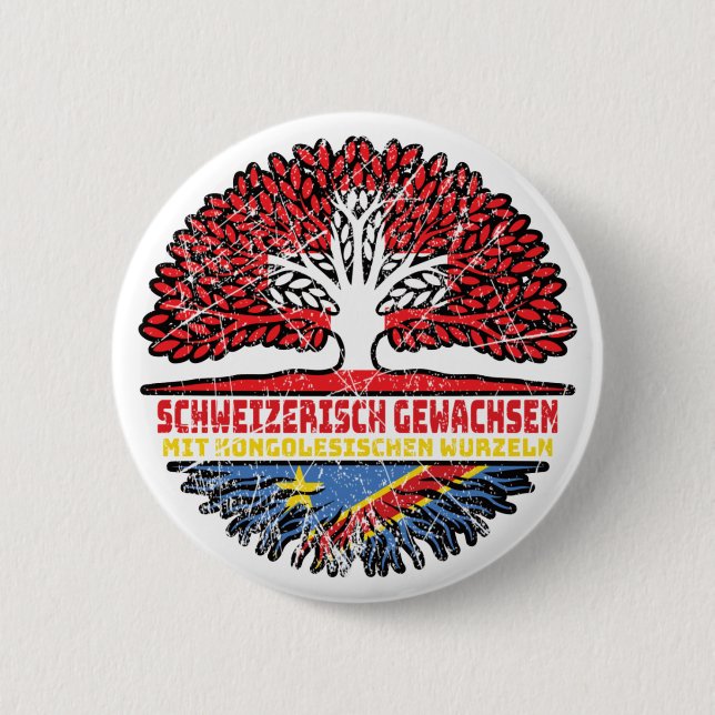 Kongo Kongolesisch Schweizer Schweiz Baum Wurzel 6 Cm Round Badge (Front)