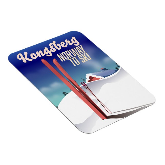 Kongsberg norway ski travel poster. magnet (Right Side)