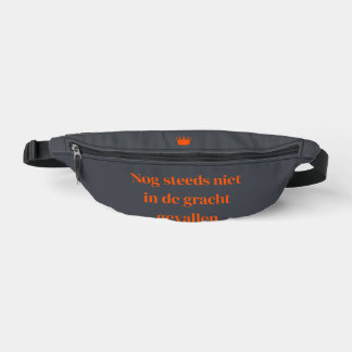 Koningsdag heuptasje - Oranje Tekst - gracht -  Bum Bags