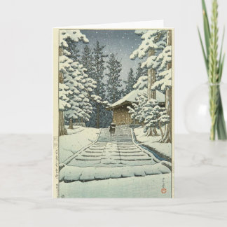 Konjikido in Snow, Hiraizumi by Kawase Hasui Card