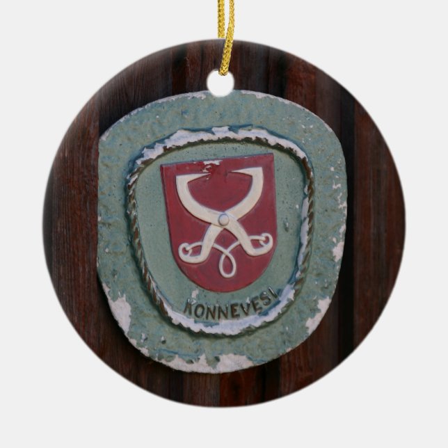 Konnevesi Door Plate ornament, customise Ceramic Tree Decoration (Front)
